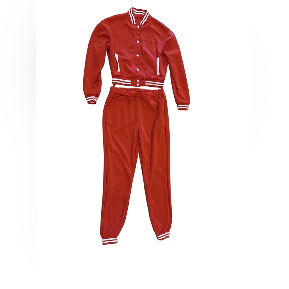 Red Varsity Jacket and Pants Set